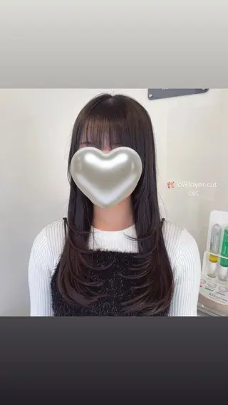 ロング レイヤー🩵ミルク ティーカラー/Miuのヘアスタイル