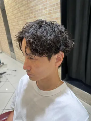 ショート パーマ ヘアアレンジ メンズ 💈メンズ特化 美容師サキ💈のヘアスタイル