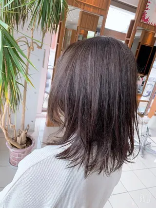 ミディアム カラー 白髪ぼかしハイライト 柳川拓哉のヘアスタイル