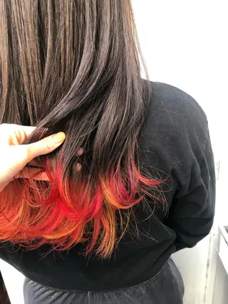 ロング カラー ヘアアレンジ マツエク・マツパ 暖色ボブ 🍊rikakoのヘアスタイル