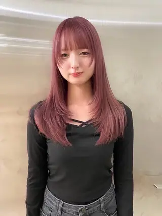 ロング カラー 髪質改善ストレート ケアブリーチ/ミオのヘアスタイル