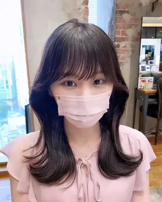 セミロング 顔まわりカット🌟 くびれヘア/寺門遥輝のヘアスタイル