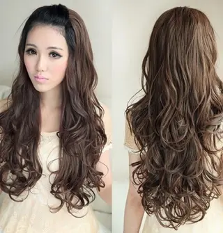 ロング カラー パーマ ヘアアレンジ チビ編み込みエクステ シールEXどぅ〜すのヘアスタイル