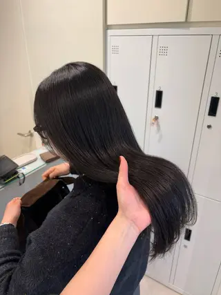 ロング カラー 垢抜け小顔レイヤー オリーブ/スミレのヘアスタイル