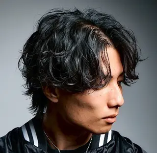 ミディアム パーマ メンズ 恵比寿メンズカット モデル無料/かずきのヘアスタイル
