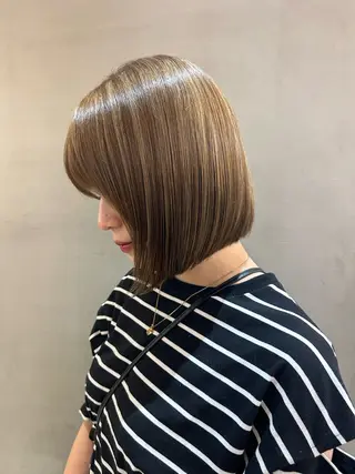 ミディアム パーマ レイヤーボブ縮毛矯正 韓国RINAのヘアスタイル