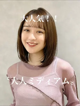 ミディアム 池袋/小顔レイヤー/ 顔まわり/taigaのヘアスタイル