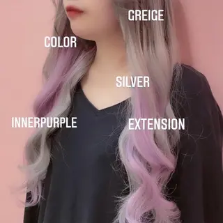 ロング カラー エクステ🩵ブリーチ 韓国ヘア🩵KAEのヘアスタイル
