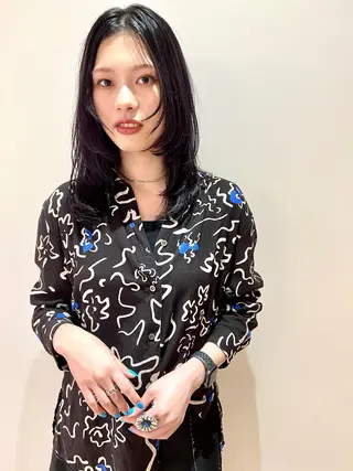 ミディアム カラー MARU パーマ/レイヤーのヘアスタイル
