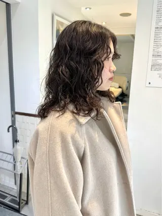 セミロング パーマ デジタルパーマ 🌀ボブ　萩原　龍のヘアスタイル