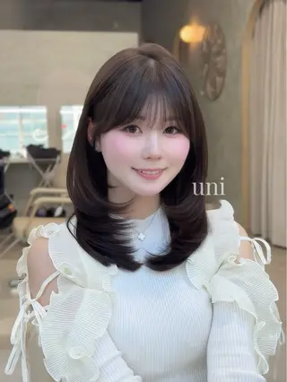 セミロング セジュン 韓国レイヤー/顔周りのヘアスタイル