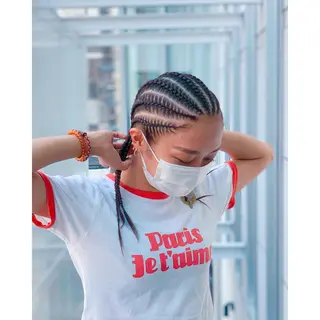 ミディアム カラー パーマ ヘアアレンジ メンズ キッズ BRAIDS💎愛子 大人ハイライト💎のヘアスタイル