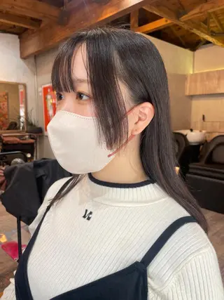 ミディアム カラー 顔周りカット 【オノザワリョウ】のヘアスタイル