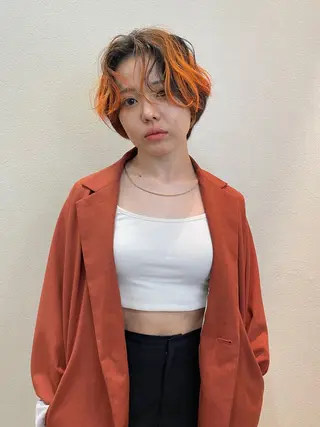 ショート カラー ショート/ボブ/ メンズ/縮毛矯正のヘアスタイル