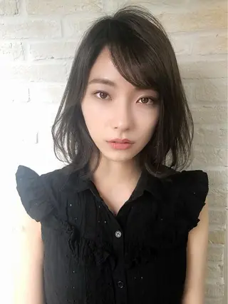 ミディアム カラー パーマ Soleria 田中慎一のヘアスタイル