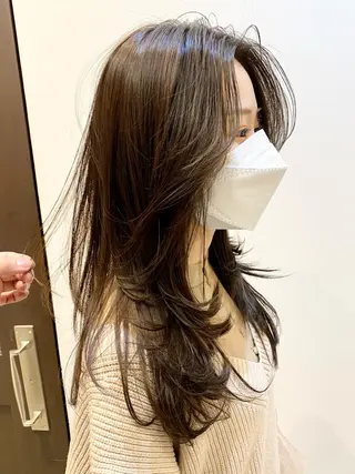 セミロング カラー パーマ ヘアアレンジ メンズ キッズ ネイル マツエク・マツパ アイブロウ 韓国風×透明感カラー 髪質改善オタベシンヤのヘアスタイル