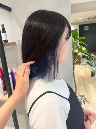 ミディアム カラー 地毛風ストレート ミニボブ🌷江梨🍎のヘアスタイル