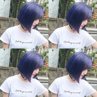ショート カラー ヘアアレンジ TAKUMAブリーチ /切りっぱなし🪽のヘアスタイル