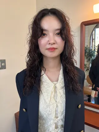 ミディアム カラー パーマ ボブパーマ/パーマ ウルフパーマのヘアスタイル