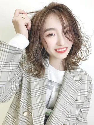 セミロング カラー パーマ ヘアアレンジ メンズ 🤍❄️水田 美雪❄️🤍のマツエク・マツパデザイン