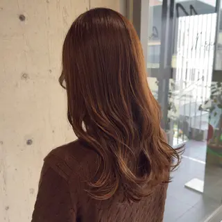 セミロング カラー 柔め透明感血色カラー 暖色/レイヤー/ゆいのヘアスタイル