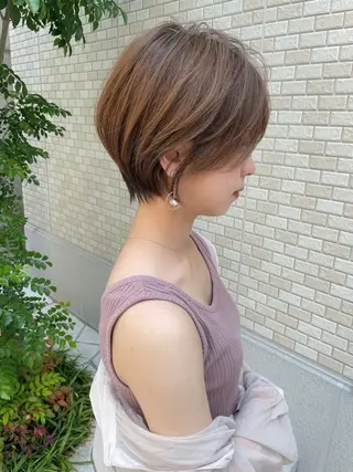 ショート カラー 木屋元一/透明感 /前髪/ショートボブのヘアスタイル