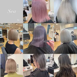 ミディアム ハイトーン髪質改善 家中貴典のヘアスタイル