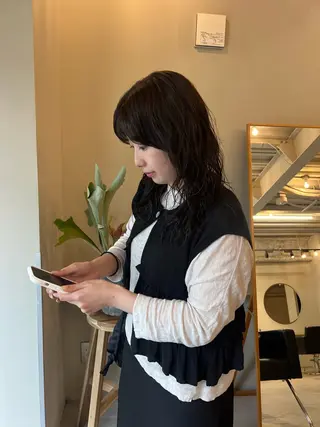 セミロング パーマ rin/薬院 /ボブ艶カラーのヘアスタイル