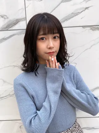 セミロング カラー 韓国ヘア☁️ mitsukiのヘアスタイル