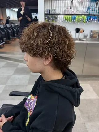ショート カラー パーマ メンズ キッズ 栄💗レイヤーカット ｜パーマ｜haruのヘアスタイル
