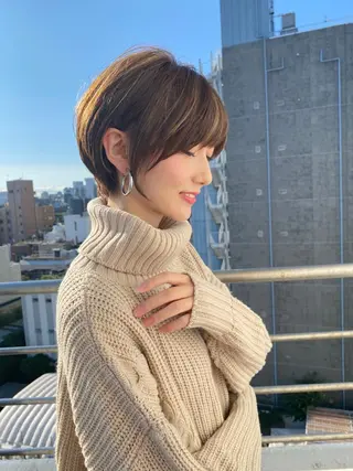 ショート カラー 縮毛矯正×艶髪カラー 髪質改善/三ツ木のヘアスタイル