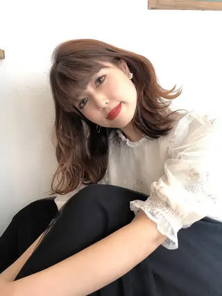セミロング カラー パーマ 【全席個室サロン】 NUMBER 天王寺のヘアスタイル