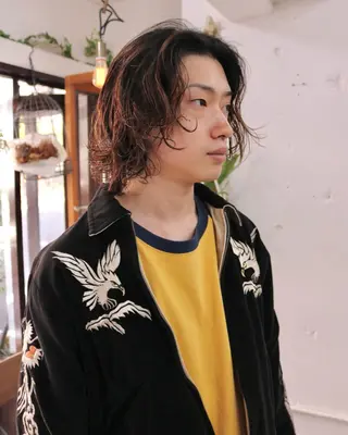 ミディアム パーマ メンズ 木村陸弥🌿似合わせ 再現性メンズヘアのヘアスタイル