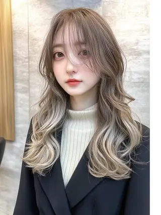 セミロング カラー ユイ☆レイヤーカット ヘアセット/ブリーチのヘアスタイル