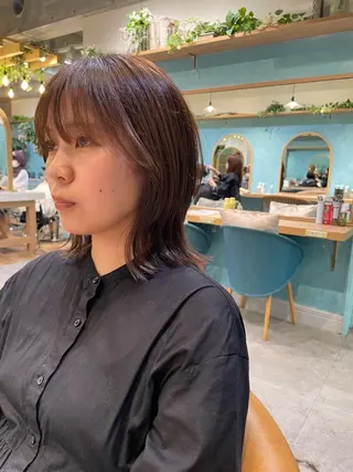 ミディアム 縮毛矯正 髪質改善 韓国風レイヤー 吉田のヘアスタイル