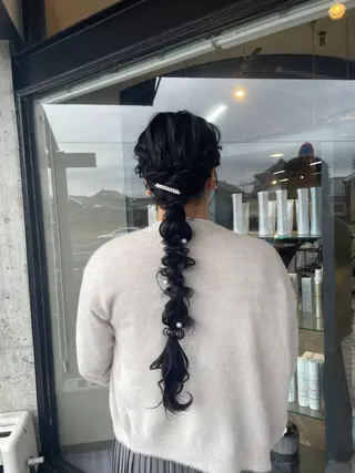 ロング ヘアアレンジ マキノ キョウカのヘアスタイル