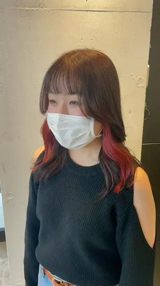 セミロング カラー イヤリングカラー特化 🎀於曽能実夢のヘアスタイル