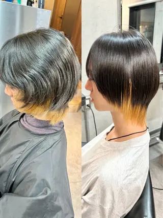 ショート カラー パーマ メンズ ショートボブ髪質改善 縮毛矯正のプロ山道潤のヘアスタイル