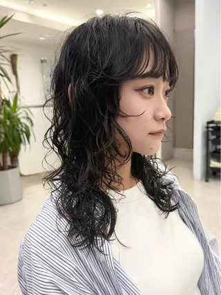 セミロング パーマ ショート/レイヤー/ パーマ　水野のヘアスタイル