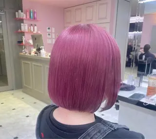 セミロング カラー ヘアアレンジ 🫧モテる💗ダメー ジレスハイトーン🫧のヘアスタイル