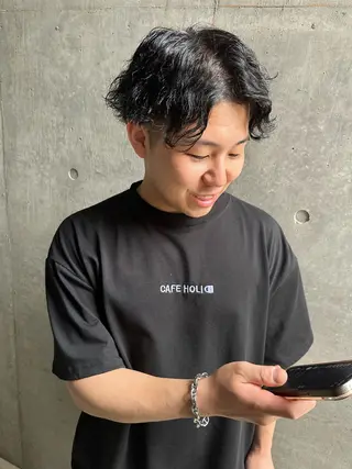ショート パーマ メンズ 原宿↔︎浦和　美容師 折笠　亮のヘアスタイル