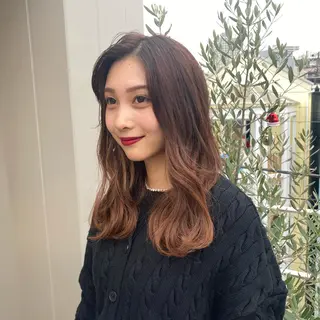 セミロング カラー 当日予約大歓迎💗 依田瑞希のヘアスタイル