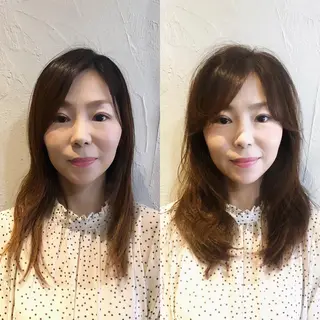 セミロング 髪質改善縮毛矯正 専門店のヘアスタイル