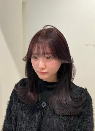 セミロング カラー ヘアアレンジ 艶カラー/髪質改善 /顔まわり/内藤　輝のヘアスタイル