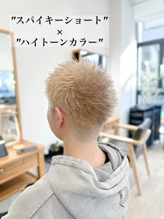 カラー メンズ ブリーチカラー🔥 パーマ【佐々木凌平】のヘアスタイル