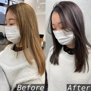 セミロング カラー 北間 寛哉のヘアスタイル