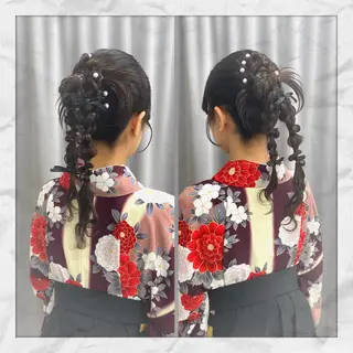 セミロング ヘアアレンジ ヘアセット/着付け 𓇼 松本 夏美𓇼のヘアスタイル