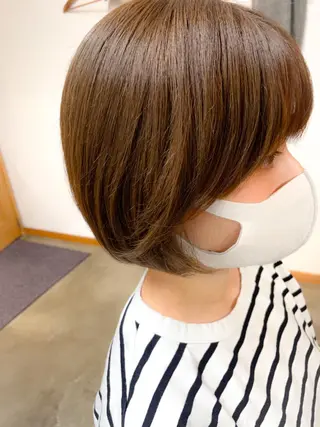 ミディアム カラー パーマ ヘアアレンジ マツエク・マツパ 暖色ボブ 🍊rikakoのヘアスタイル