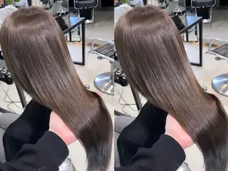 ロング カラー パーマ ヘアアレンジ 透明感/オリーブ/ グレージュ/YUKAのヘアスタイル