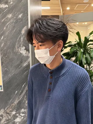 ミディアム パーマ メンズ 💈原宿指名No.1 センターパート💈のヘアスタイル